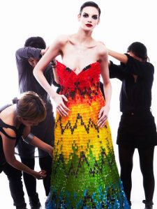 Alexander McQueen Rainbow Dress Recreated Using 50000 Gummi Bears Looks Good Enough to Eat